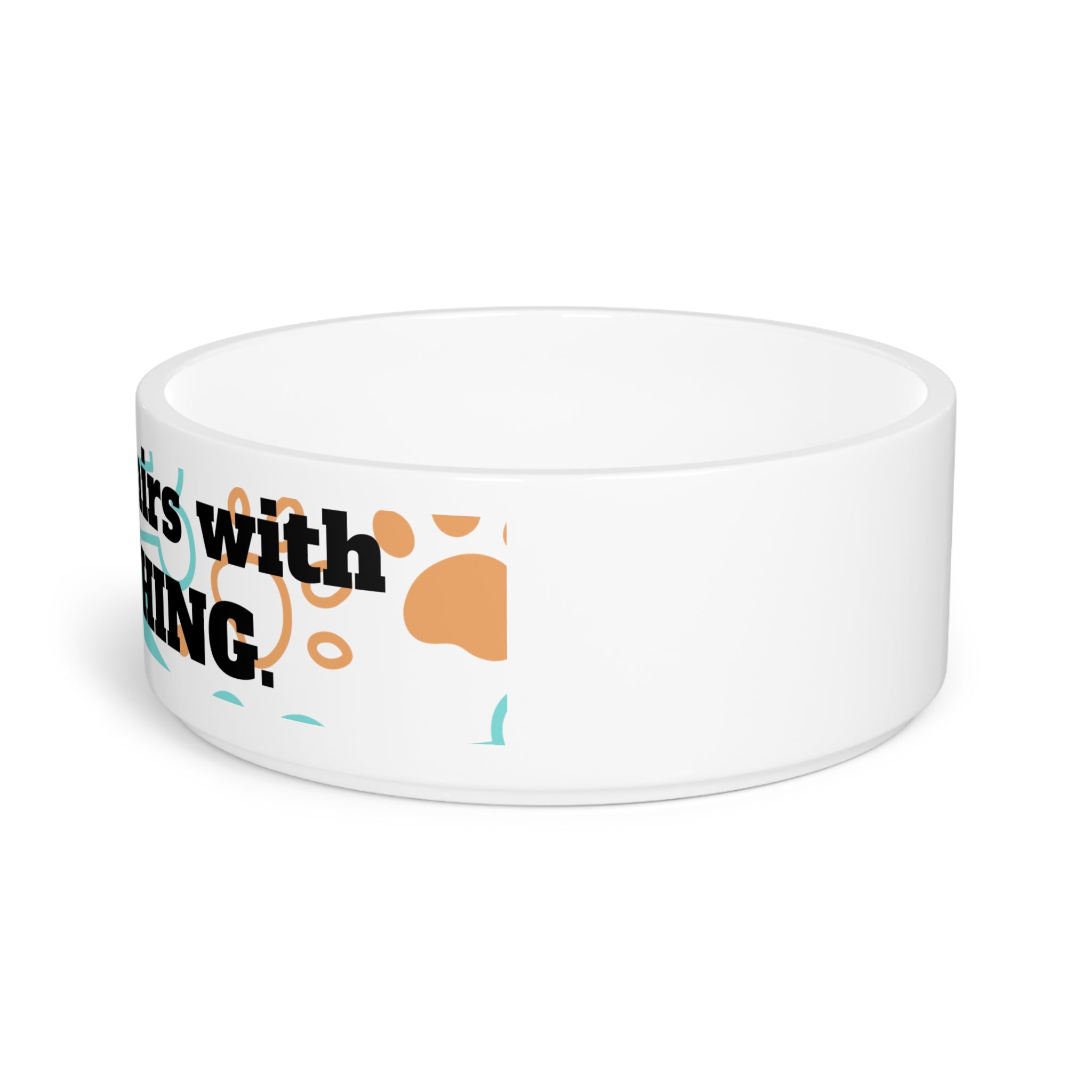 "Dog hair pairs with EVERYTHING" pet bowl