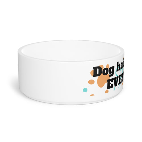 "Dog hair pairs with EVERYTHING" pet bowl