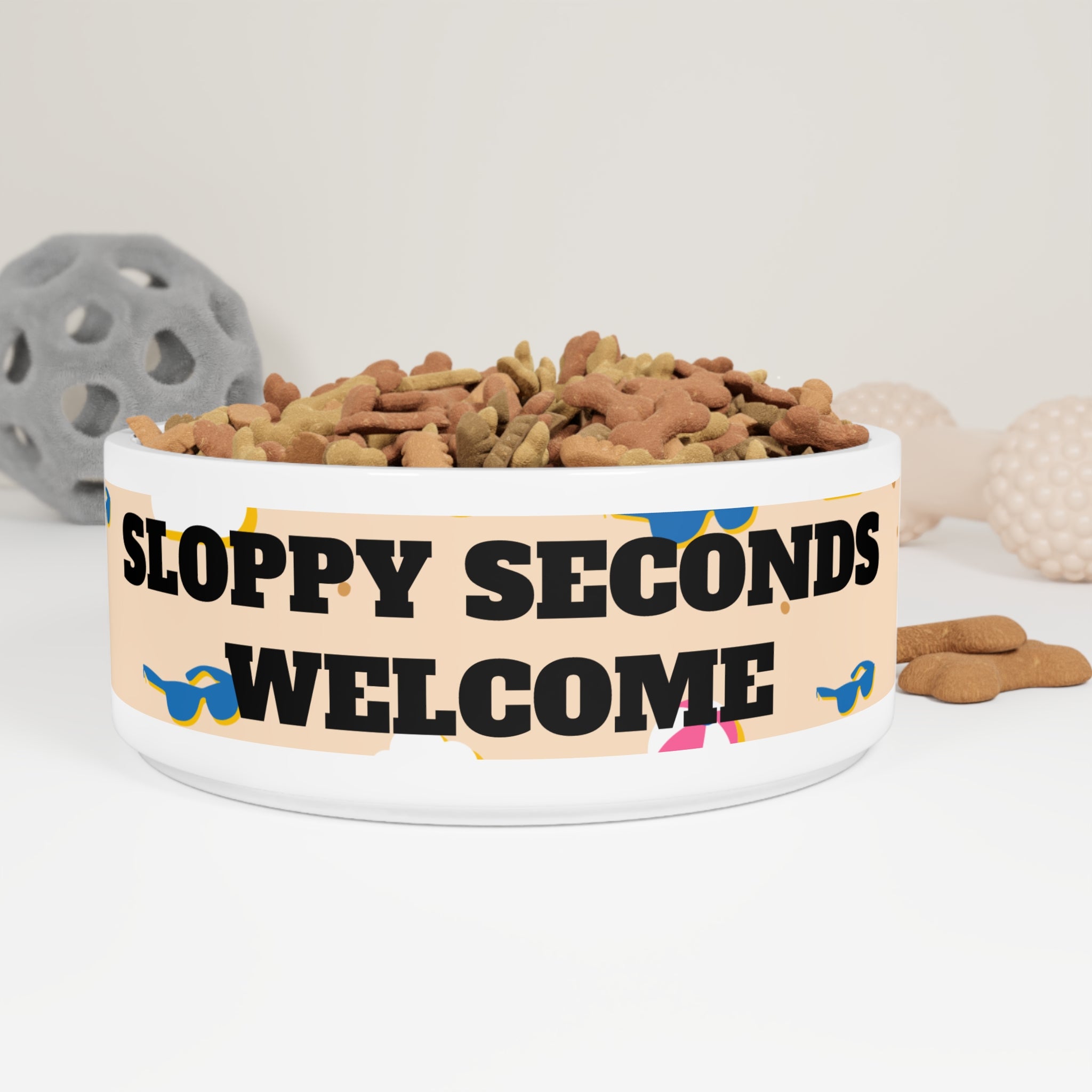 "SLOPPY SECONDS WELCOME" pet bowl